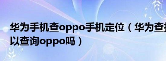 华为手机查oppo手机定位（华为查找设备可以查询oppo吗）