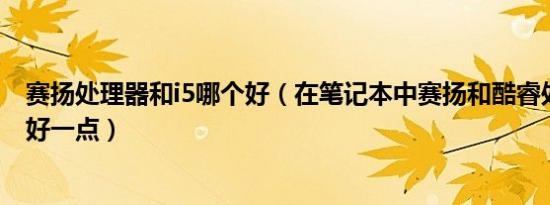 赛扬处理器和i5哪个好（在笔记本中赛扬和酷睿处理器哪个好一点）