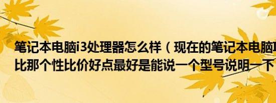 笔记本电脑i3处理器怎么样（现在的笔记本电脑I3跟I5做对比那个性比价好点最好是能说一个型号说明一下）