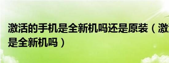 激活的手机是全新机吗还是原装（激活的手机是全新机吗）