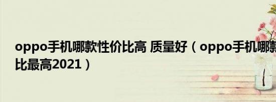 oppo手机哪款性价比高 质量好（oppo手机哪款好用性价比最高2021）