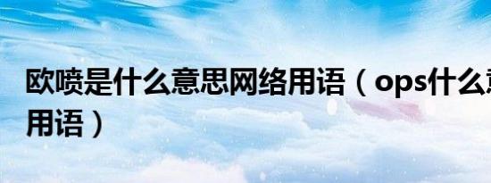 欧喷是什么意思网络用语（ops什么意思网络用语）