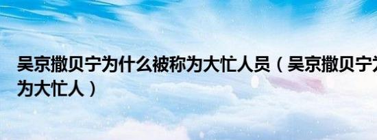 吴京撒贝宁为什么被称为大忙人员（吴京撒贝宁为什么被称为大忙人）