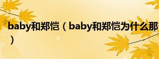 baby和郑恺（baby和郑恺为什么那么有默契）