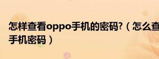 怎样查看oppo手机的密码?（怎么查看oppo手机密码）