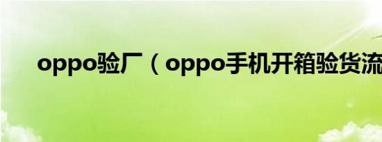 oppo验厂（oppo手机开箱验货流程）