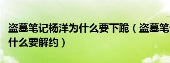 盗墓笔记杨洋为什么要下跪（盗墓笔记杨洋为什么要解约）