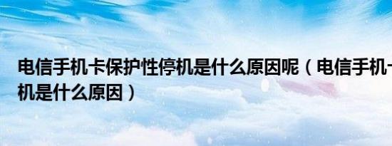 电信手机卡保护性停机是什么原因呢（电信手机卡保护性停机是什么原因）