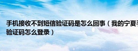 手机接收不到短信验证码是怎么回事（我的宁夏手机收不到验证码怎么登录）