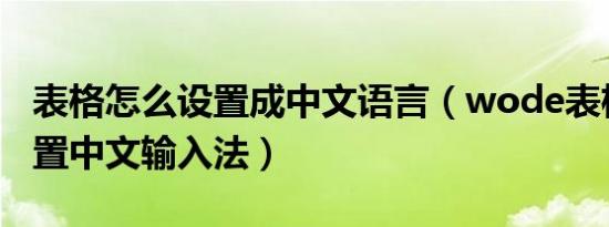 表格怎么设置成中文语言（wode表格怎么设置中文输入法）