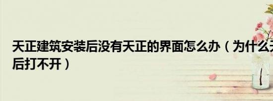 天正建筑安装后没有天正的界面怎么办（为什么天正安装好后打不开）