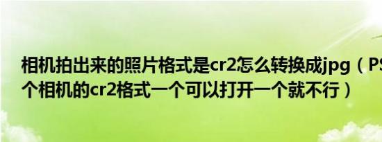 相机拍出来的照片格式是cr2怎么转换成jpg（PS为什么两个相机的cr2格式一个可以打开一个就不行）