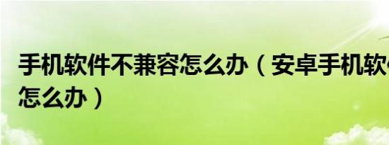 手机软件不兼容怎么办（安卓手机软件不兼容怎么办）