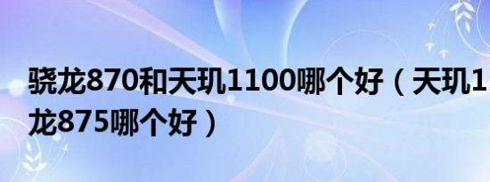 骁龙870和天玑1100哪个好（天玑1100和骁龙875哪个好）