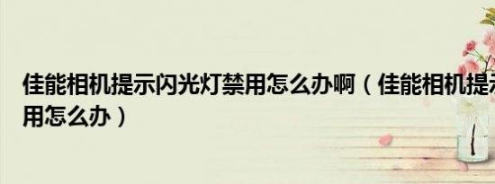 佳能相机提示闪光灯禁用怎么办啊（佳能相机提示闪光灯禁用怎么办）