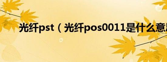 光纤pst（光纤pos0011是什么意思）