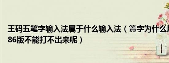 王码五笔字输入法属于什么输入法（篢字为什么用王码五笔86版不能打不出来呢）