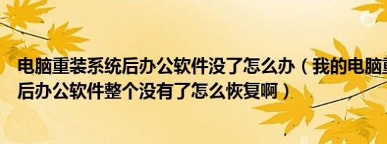 电脑重装系统后办公软件没了怎么办（我的电脑重装系统之后办公软件整个没有了怎么恢复啊）