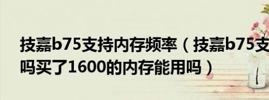 技嘉b75支持内存频率（技嘉b75支持XMP吗买了1600的内存能用吗）