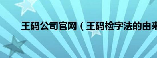 王码公司官网（王码检字法的由来）