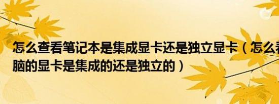 怎么查看笔记本是集成显卡还是独立显卡（怎么看笔记本电脑的显卡是集成的还是独立的）