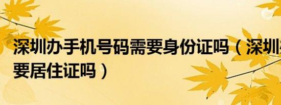 深圳办手机号码需要身份证吗（深圳办手机卡要居住证吗）