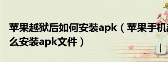 苹果越狱后如何安装apk（苹果手机越狱后怎么安装apk文件）