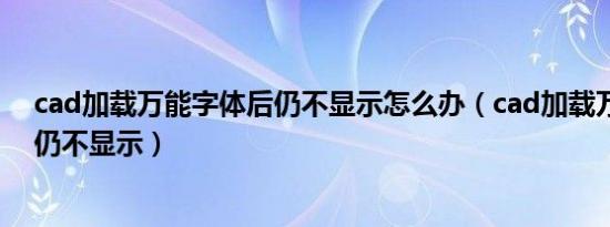 cad加载万能字体后仍不显示怎么办（cad加载万能字体后仍不显示）