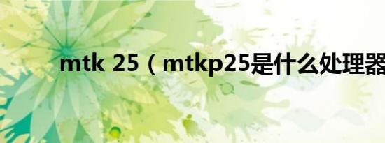 mtk 25（mtkp25是什么处理器）