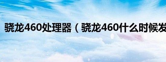 骁龙460处理器（骁龙460什么时候发布的）