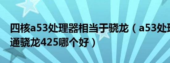 四核a53处理器相当于骁龙（a53处理器和高通骁龙425哪个好）