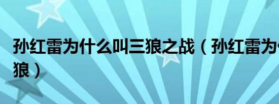 孙红雷为什么叫三狼之战（孙红雷为什么叫三狼）