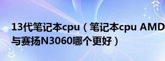 13代笔记本cpu（笔记本cpu AMDE27110与赛扬N3060哪个更好）