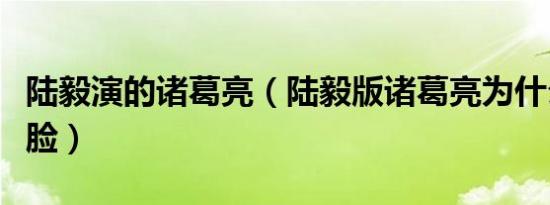 陆毅演的诸葛亮（陆毅版诸葛亮为什么愁眉苦脸）