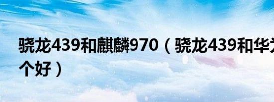 骁龙439和麒麟970（骁龙439和华为970哪个好）