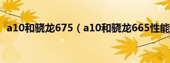 a10和骁龙675（a10和骁龙665性能对比）