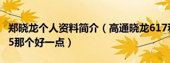 郑晓龙个人资料简介（高通晓龙617和海思935那个好一点）