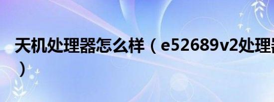 天机处理器怎么样（e52689v2处理器怎么样）