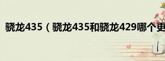 骁龙435（骁龙435和骁龙429哪个更好吗）