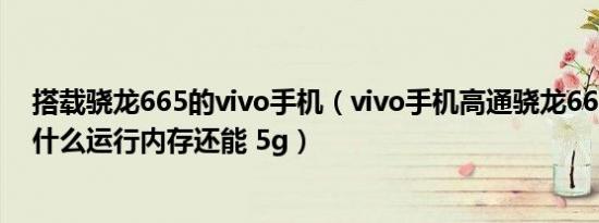 搭载骁龙665的vivo手机（vivo手机高通骁龙665处理器为什么运行内存还能 5g）