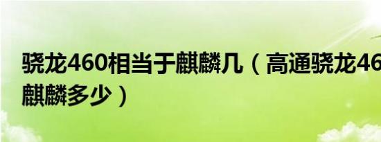 骁龙460相当于麒麟几（高通骁龙460相当于麒麟多少）