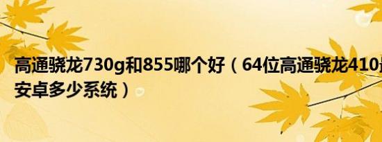 高通骁龙730g和855哪个好（64位高通骁龙410最高能搭载安卓多少系统）