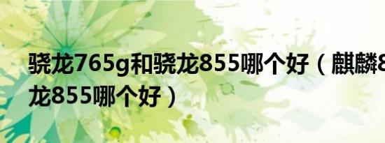 骁龙765g和骁龙855哪个好（麒麟820和骁龙855哪个好）