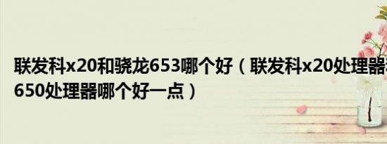 联发科x20和骁龙653哪个好（联发科x20处理器和高通骁龙650处理器哪个好一点）