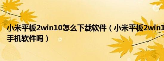 小米平板2win10怎么下载软件（小米平板2win10可以安装手机软件吗）