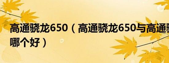 高通骁龙650（高通骁龙650与高通骁龙八核哪个好）