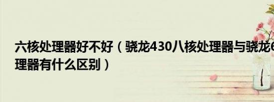 六核处理器好不好（骁龙430八核处理器与骁龙650六核处理器有什么区别）