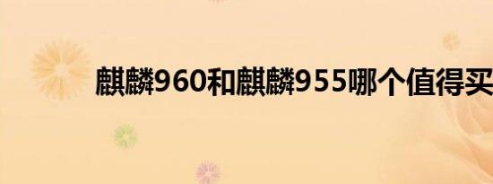 麒麟960和麒麟955哪个值得买