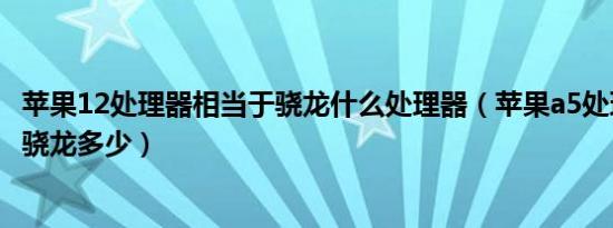 苹果12处理器相当于骁龙什么处理器（苹果a5处理器相当于骁龙多少）