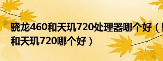 骁龙460和天玑720处理器哪个好（骁龙460和天玑720哪个好）